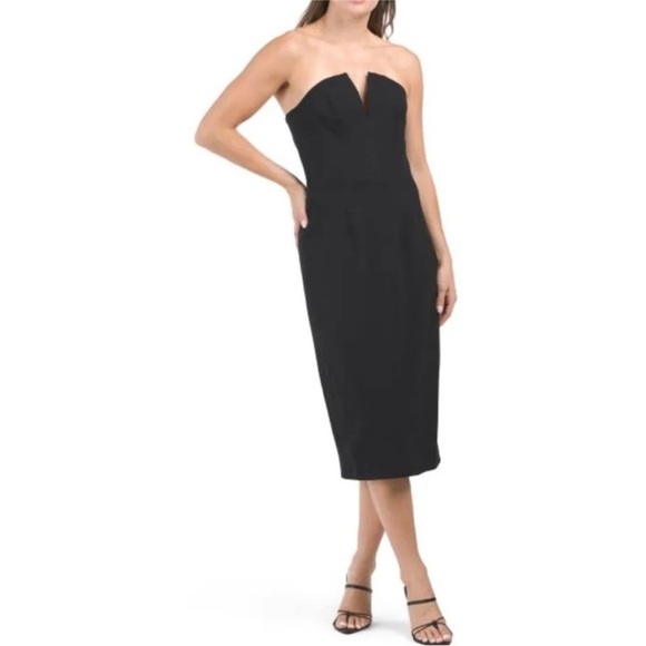 New Dress the Population Perla Midi Dress in Black - Picture 1 of 11